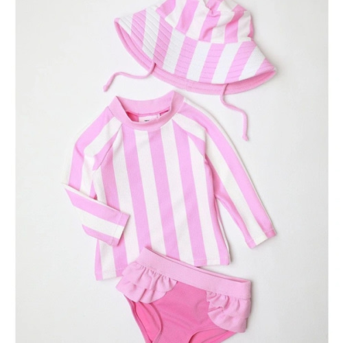 Stripe 3 Piece Swim Set in Tulip