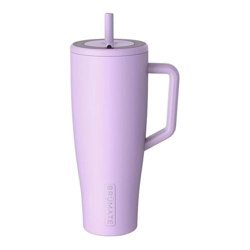 BrüMate Era 40 oz Tumbler with Handle and Straw | 100% Leakproof Insulated Water Bottle Tumbler with Lid and Flexible SoftSip Straw | Made of Stainless Steel | Cup Holder Friendly | 40oz (Lavender)