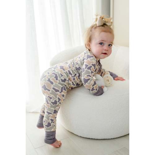 Convertible Bamboo Zip Romper | Camo Cutie