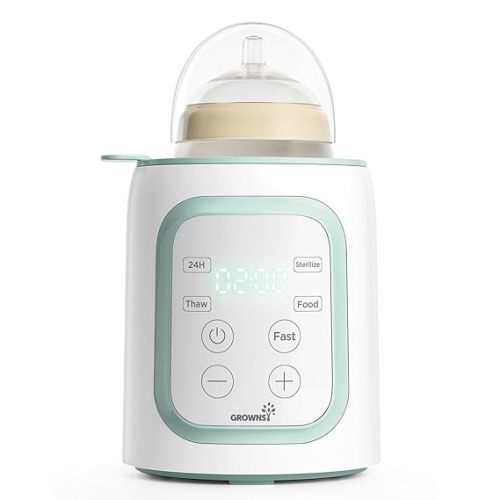 Bottle Warmer, Grownsy 8-in-1 Fast Baby Bottle Warmer with Timer, Safe for Breastmilk Nutrients, Accurate Temperature Control, with Defrost, Sterili-zing, Keep Warm, Heats Baby Food & Bottles