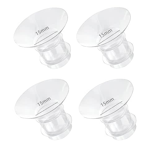 4PCS Flange Insert 15mm Compatible with Medela/Spectra/Willow/TSRETE/Momcozy S9/S12/S9Pro/S12Pro Breastpump 24mm Shields, Reduce 24mm Nipple Tunnel Down to Correct Size, Pump Parts Replace