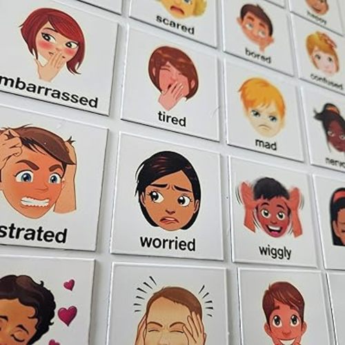 SchKIDules® Feelings Magnets for Kids and Special Needs - Teaching Social Emotional Learning and Expression - 17 Diversified Emotions Plus an I Feel Sentence Starter Included