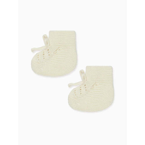 Ivory Rimevera Cotton Baby Knitted Booties