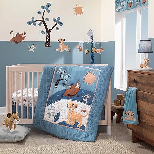 Lambs & Ivy Lion King Adventure 3Piece Baby Crib Bedding Set, Blue