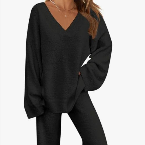 MEROKEETY Women's Fall Lounge Sets 2026 Fashion 2 Piece Outfits Sweater Pajama Set Fuzzy Loungewear Matching Winter Clothes