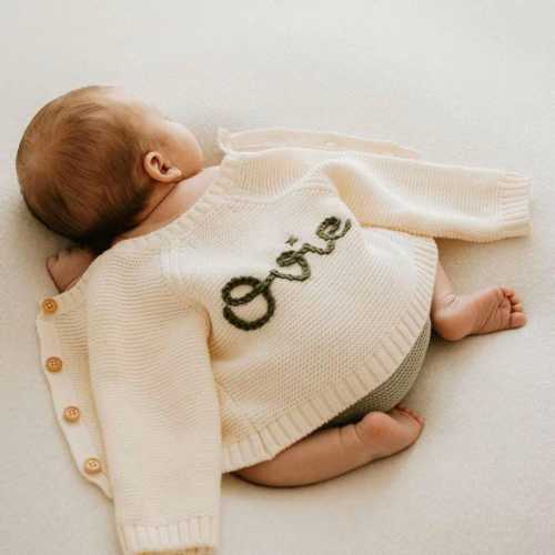 Personalised Cream Name Cardigan | Name Cardigan | Newborn Cardigan | Newborn gift | Baby Gifts l Name Announcement| Coming Home Outfit