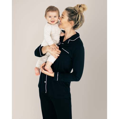 Clea Bamboo Long Sleeve Pajama Set | Black | milk & baby – Milk & Baby