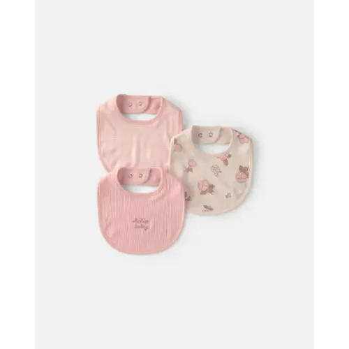 Baby Girl 3-Pack Floral Bibs - Pink/Ivory | Carter's