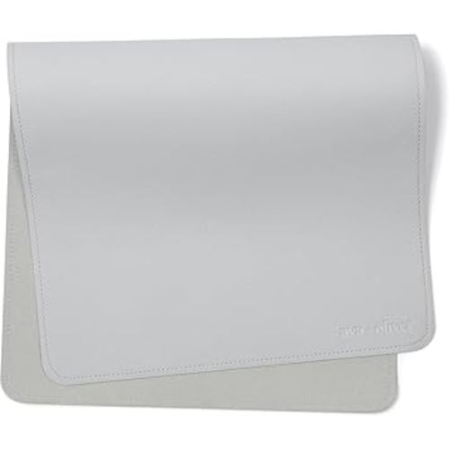 Ava + Oliver Vegan Leather Baby Changing Mat (16 X 30 in) - Multipurpose Wipeable and Portable Diaper Mat - Foldable for Travel (Blue)