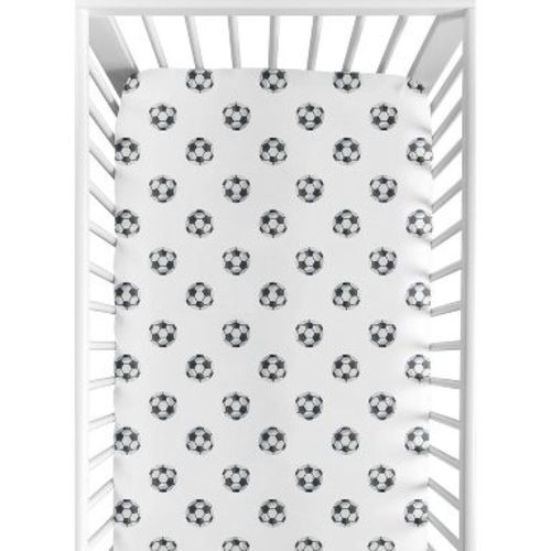 Sweet Jojo Designs Boy Baby Fitted Crib Sheet Watercolor Sports Theme Black and White
