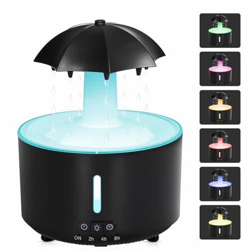 Missfly 300ml Cloud Shape Cool Mist Humidifier Diffuser, 360° Rotatable, Quiet Auto Safety Shutoff, Easy Refill Home Bedroom Office (Black)