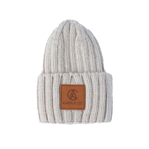 Satin Lined Ribbed Knit Beanie-Cashew
