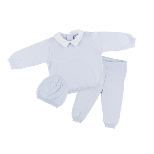 Boys Pique Collar Diamond Knit 2-Piece with Hat