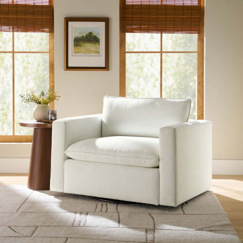 Better Homes & Gardens Weston Cloud Swivel Accent Chair, White