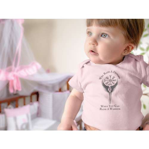 Viking Baby Ones bodysuit, Why Raise a Princess, Baby Shield Maid, Norse Mythology baby clothing, Futhark Runes, Courage, Freyja, Freya