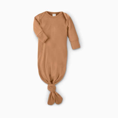 Colored Organics KENDI Baby Organic Cotton Knotted Gown - Infant Indy Kimono Gown with Mitten Cuffs - Ginger 0-3m