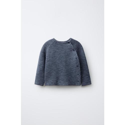 STRIPED WRAP KNIT JUMPER - Mid-blue | ZARA United States