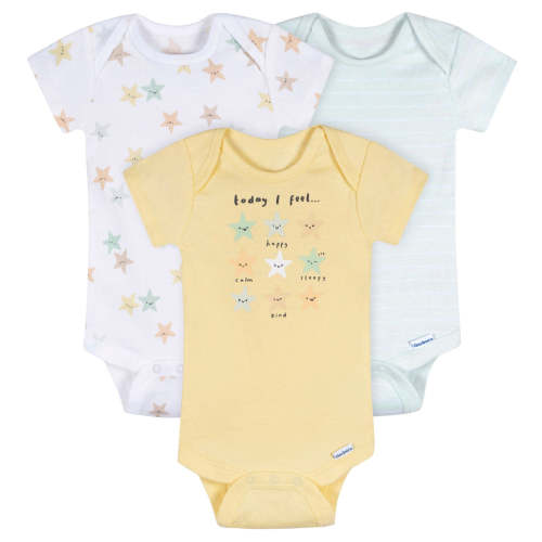 3-Pack Baby Neutral Starry Smiles Short Sleeve Onesies® Bodysuits – Gerber Childrenswear