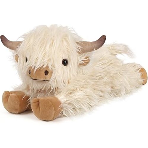 Highland Cow Stuffed Animals, Microwavable Stuffed Animal Adorable Fluffy Highland Cow Plush for Warmth Comfort, Heatable Coolable Lavender Scent Toy, Cute Soft Plushies Gift for Kid Boy Girl & Adult