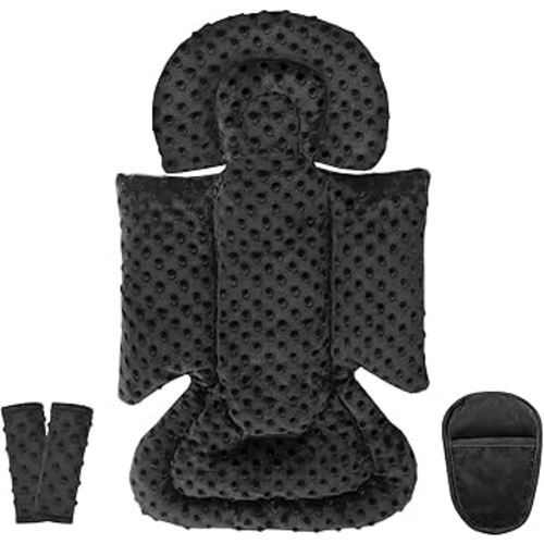 Infant Car Seat Insert Boy Girl, 3 in 1 Newborn Carseat Insert with Strap Pads, Car Seat Head Support for Baby Strollers, Swings, and Bouncers, Comfortable and Machine Washable, Black
