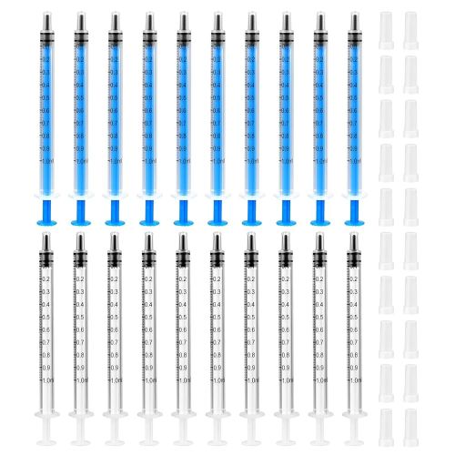 1ml Plastic Syringe with Cap, 20 PCS Colostrum Collection Kit Feeding Syringes, No Needle Liquid Measuring Reusable Injector for Scientific Lab Dispensing Liquid Pet Cat Food Oil Glue Applicator