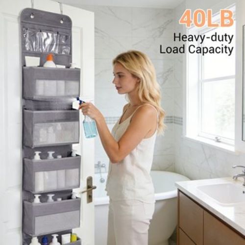 Storage Organizer, 2-Pack Over The Door Hanging Rack with 6 Zippered Shelves & Multiple Pockets, Space-Saving for Bedroom, Dorm, Bathroom, Nursery