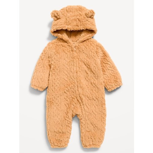 Long-Sleeve Sherpa Hooded One-Piece for Baby