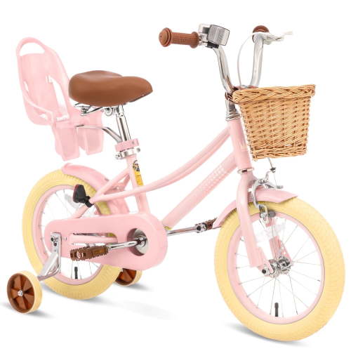 XJD Girls Bike for Toddlers and Kids Ages 2-12 Years Old,12 14 16 Inch Kids Bike with Training Wheels & Basket, 20 Inch Girls Bicycle with Handbrake & Kickstand