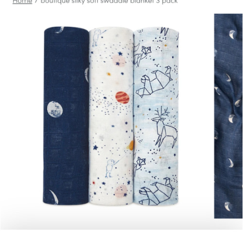 Dark Blue Star Print Swaddle 3pk | aden + anais