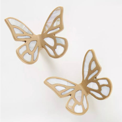 Delia Mother-of-Pearl Butterfly Knobs, Set of 2 | AnthroHome