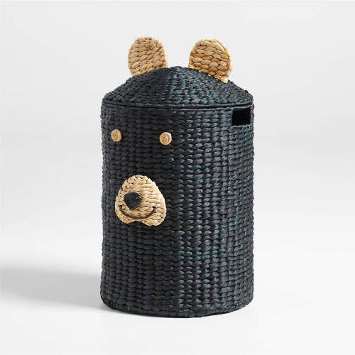 Black Bear Woven Kids Hamper with Handles