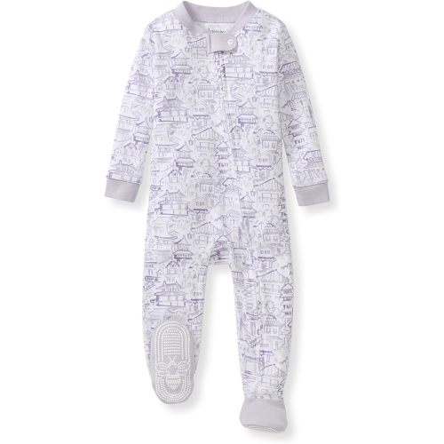 Burt's Bees Baby Baby Girls Sleeper Pajamas, 100% Organic Cotton, One-piece PJs, Diagonal Zip Up Jumpsuit, Snug Fit Footie