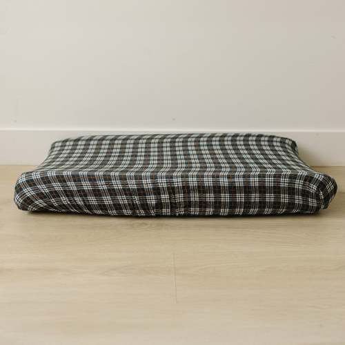 Navy Plaid Muslin Changing Pad Cover