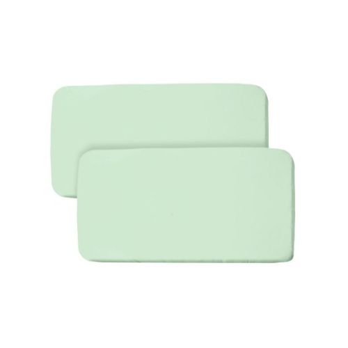 BreathableBaby All-in-One Fitted Sheet & Waterproof Cover, For 33" x 15" Bassinet Mattress (2-Pack), Mint Green