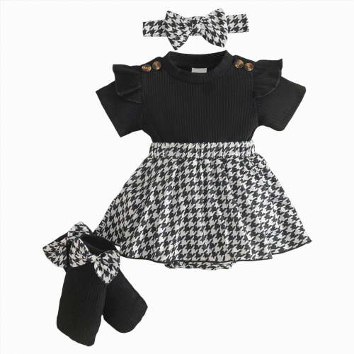 Gubotare Baby Girl Dresses Toddler Baby Girl Outfit Romper Jumpsuit Sleeveless Bell Bottom Overall 0 3 6 9 12 18 24 Months (Black,3-6 Months)
