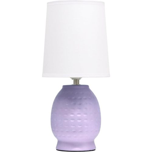Simple Designs LT1161-LAV 12.5" Chic Glow Petite Dimpled Ceramic Table Lamp, for Bedroom, Office, Living Room, Lavender