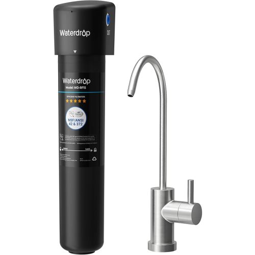 Waterdrop 15UB Under Sink Water Filter, Under Sink Water Filtration System for 2 Years, NSF/ANSI 42 Certified, Reduces PFAS, PFOA/PFOS, Lead, Under Sink Water Filter with Faucet, 19K Gallons