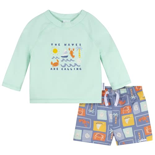Gerber Baby-Boys Toddler Long Sleeved Rashguard Swim Bathing Suit Set
