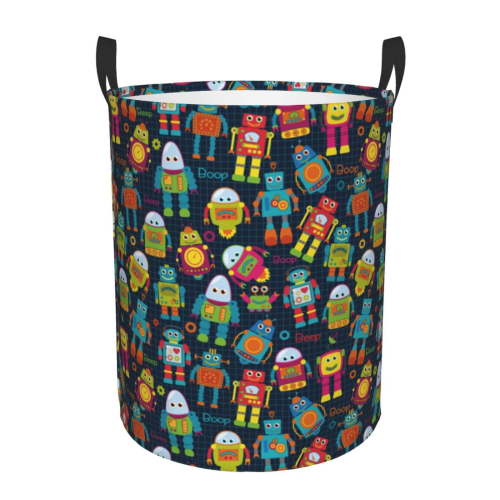Large Laundry Basket with Handles - cartoon robot Kids Baby Dirty Clothes Laundry Hamper for Bedroom Aesthetic