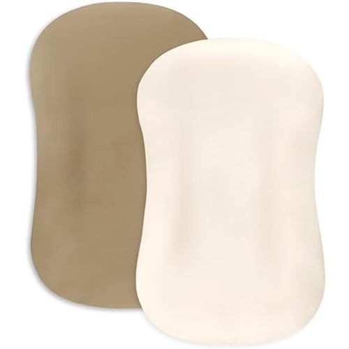 Hooyax Baby Lounger Cover 2-Pack, Ultra-Soft Stretchable Slipcover Fits Snuggle Me & Infant Loungers, Skin-Friendly Newborn Lounger Cover Set for Boys and Girls - Covers Only (Brown Beige)