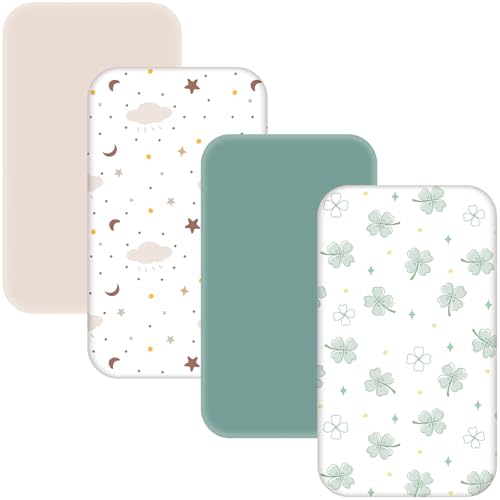 4 Pack Bassinet Sheets - 33"x20" Bedside Bassinet Sheets for Baby Delight, Angelbliss, Maxi-COSI & Most Regular Size Bedside Sleeper | Ultra Soft & Skin Friendly Bassinet Fitted Sheets for Boys Girls