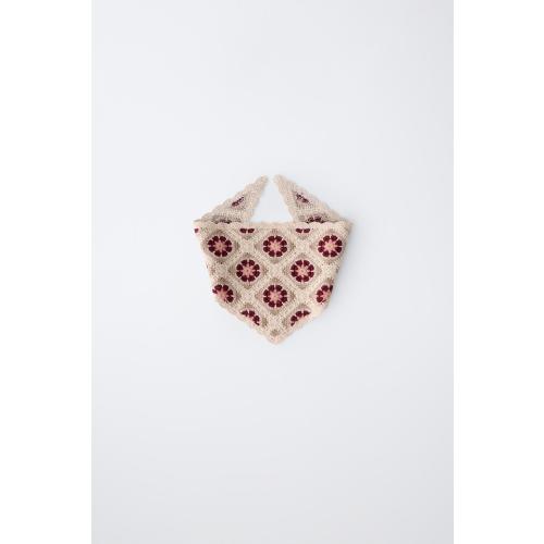 CROCHET FLOWER KNIT BANDANA