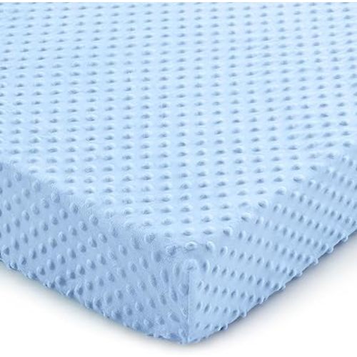 Entisn Minky Dot Pack N Play Sheet 26x38, Nursery, Baby Blue