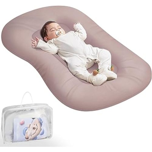 Baby Lounger - Baby Lounger for Newborn, Infant Lounger for Home and Travel, Soft Cotton, Newborn Babies Essentials Gifts, Pink