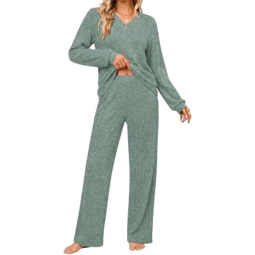 Ekouaer Lounge Sets for Women Long Sleeve 2 Piece Pajamas Set with Pockets