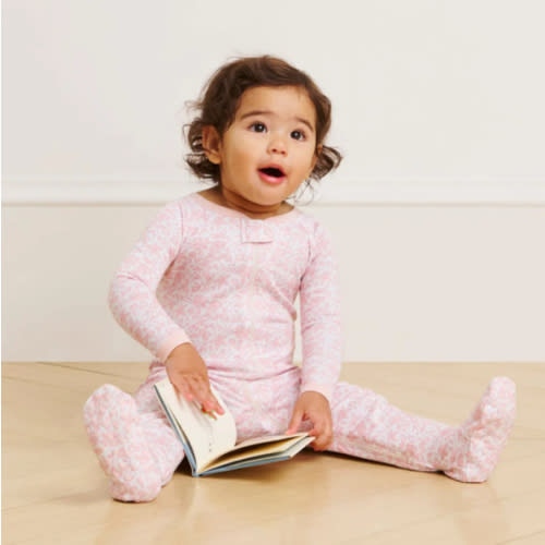 LAKE | Baby | Pima Cotton Pajamas | English Rose Garden Floral Baby Sleeper