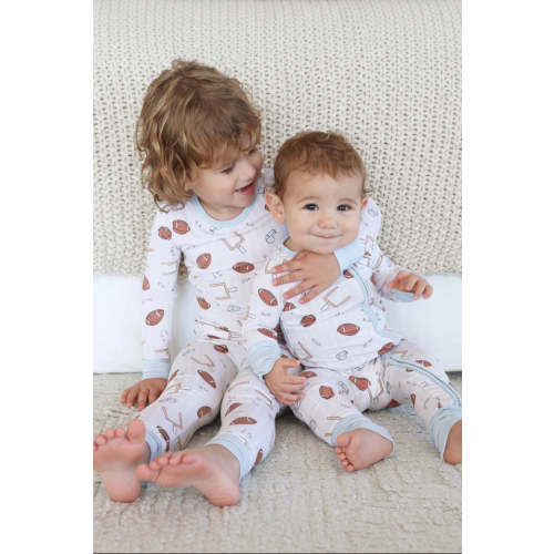 Tiny Touchdowns Two Piece Pajama Set | Neutral