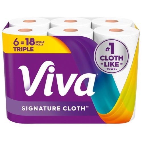 Viva Signature Cloth Make-A-Size Paper Towels - 6 Triple Rolls - 1-Ply - 129 Sheets