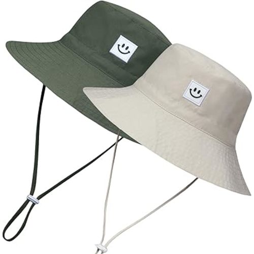 55cube UPF 50+ Baby & Toddler Sun Hat, Wide Brim Infant Bucket Hat for Beach & Outdoors, Adjustable Fit for Ages 0-4 Years