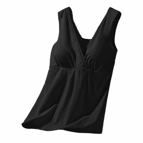 VEKDONE Clearance Support Nursing Tank Tops for Breastfeeding, Comfort Stretch Maternity Nursing Tank Top,Modert Vests Maternity Pajama Tops Nursing Cami Sleep Bra with Built in Bra Black XL